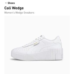 Puma Cali Wedge 373438-01 Sneaker Women's White Leather Platform Shoes Size 9.5